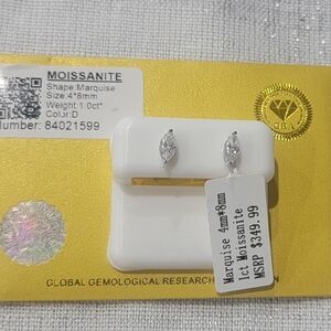 Elegant Silver Marquise Cut Moissanite Earrings